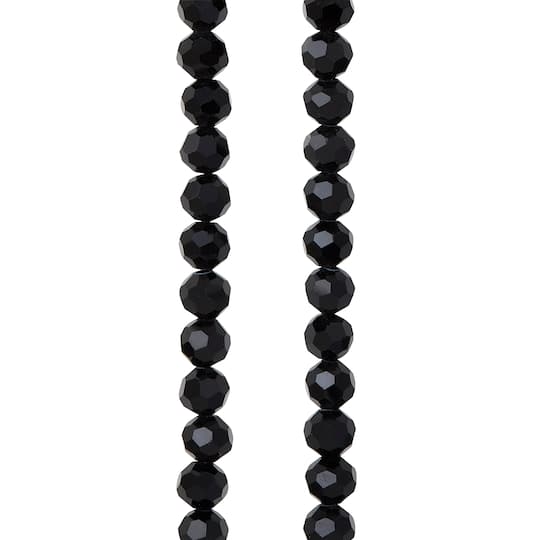 12 Pack: Jet Black Faceted Glass Round Beads, 6mm by Bead Landing™